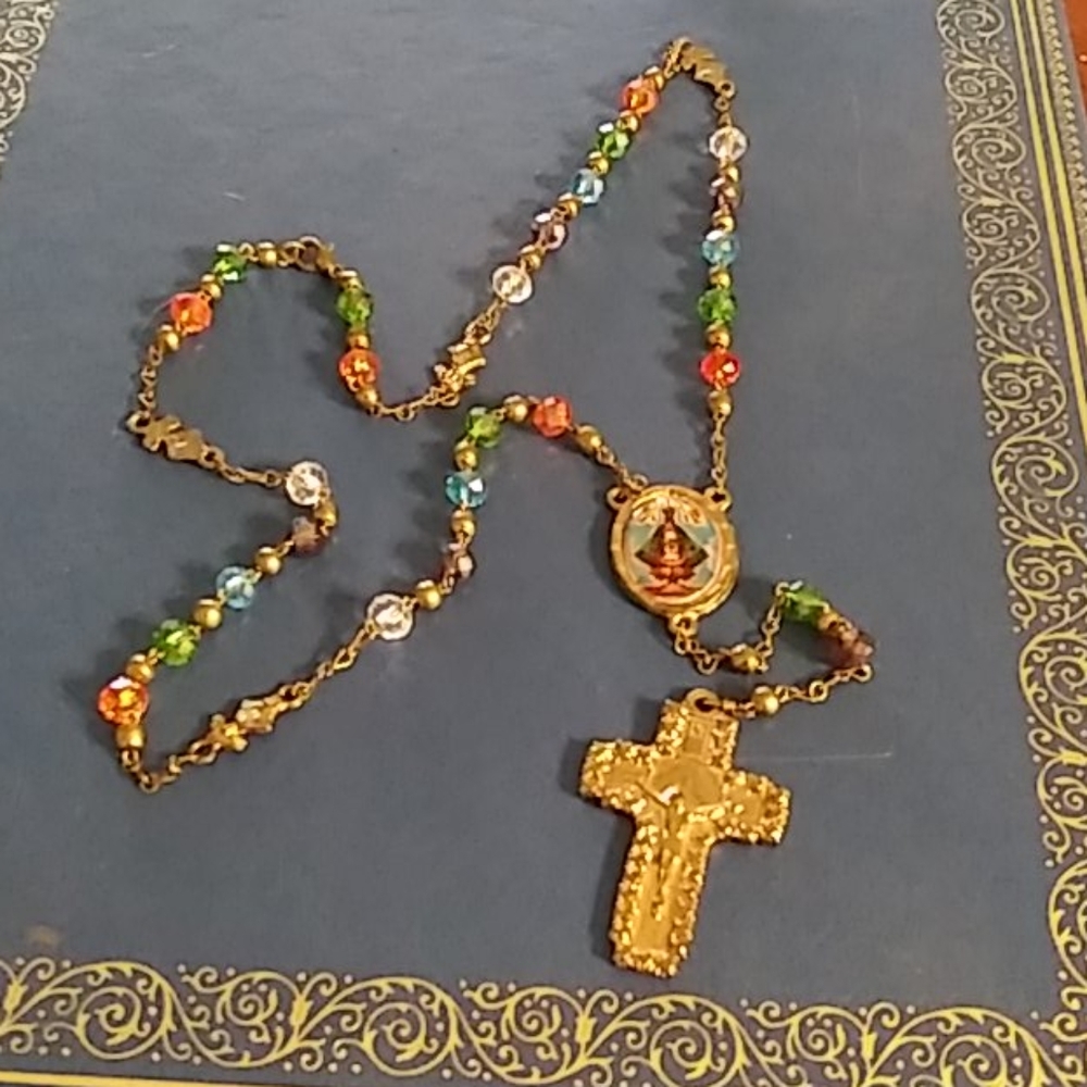 Religious swarovski and crystal rosary